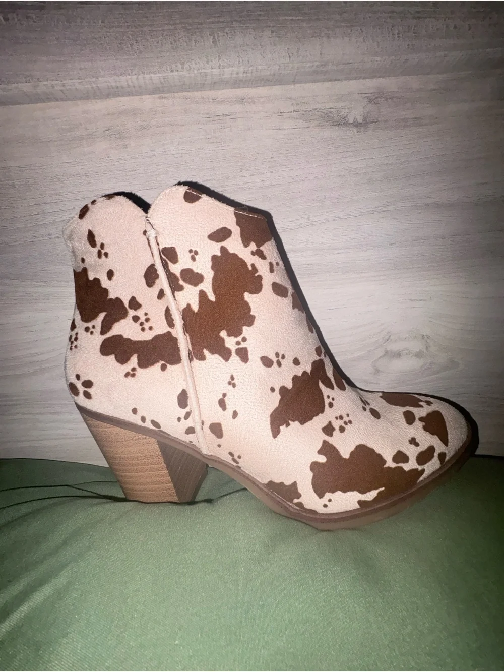 Maurices Brown & White Cowhide-Print Ankle Booties
